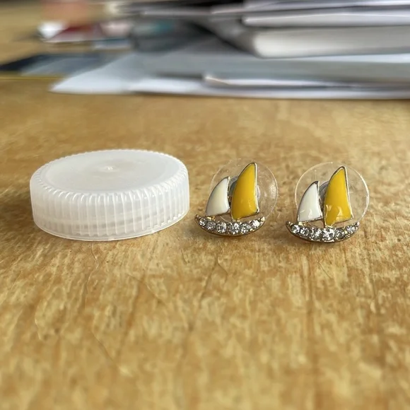 Lou Lou Women Boat Earrings - Yellow/White/Silver - Picture 6 of 7